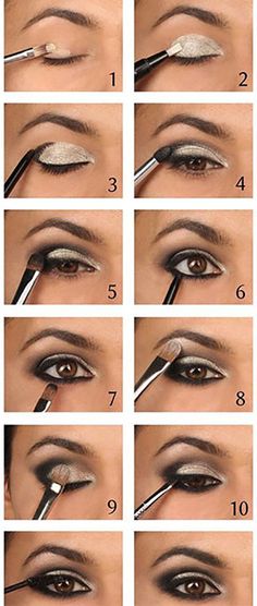 Carnaval Make-up, Smokey Eyes Tutorial, Smokey Eye Makeup Steps, Black Smokey Eye Makeup, Silver Eye Makeup, Black Smokey Eye, Artist Makeup, Smokey Eye Tutorial