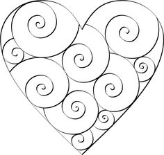 a drawing of a heart with spirals in the shape of hearts on white background