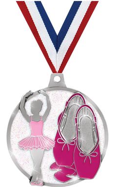 a medal with a ballerina and ballet shoe on it