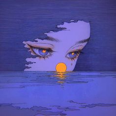 a woman's eyes are reflected in the water