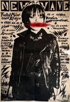 an image of a woman with red tape on her face and the words new wave