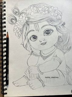 Simple Drawing Sketches Pencil, Janmashtami Images Drawing, Easy Sketching Ideas Aesthetic, Pencil Art Drawings Krishna Easy, Krishna Images Sketches, Janmashtami Krishna Drawing, Krishna Janmashtami Drawing Easy Art, Drawing Lord Krishna