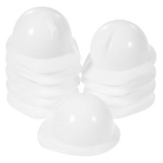 three white hard hats sitting on top of each other