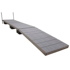 a long metal conveyor belt on a white background