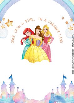 disney princess birthday card with the words once upon time, i'm a fairy land