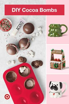 Ho Ho Ho(t) cocoa time! Make hot cocoa bombs to keep the kids cozy while they wait for Santa. Add some extra Christmas-y vibes with holiday-themed mugs. Beef Patties Recipes, Christmas Party Snacks, Valentines Party Food, Best Chocolate Desserts, Hot Chocolate Gifts, Holiday Chocolate, Dipped Cookies, Chocolate Covered Treats, Christmas Hot Chocolate