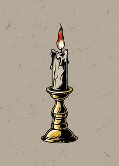 a burning candle on a stand with a grungy background - free stock illustrations