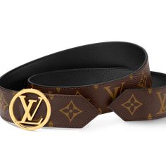 LOUIS VUITTON® - Lv Circle 35mm Reversible Belt - Black Circle Logo, Circle Logos, Reversible Belt, Lv Monogram, Louis Vuitton Official, Belt Black, Canvas Leather, Black Belt, Monogram Canvas