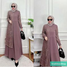 Material: Ceruty Mix Brukat Dress only product (without veil) All sizes fit M - XXL Bust: +- 110 cm Length: +- 138 cm Size tolerance 1-2cm Please leave your PHONE NUMBER in the "note to seller" at checkout for SHIPPING PURPOSE Brukat Dress, Dress Brokat Modern, Sabrina Dress, Model Gamis, Dress Label, Islamic Dress, Muslim Dress, Women Formals, Hijab Dress