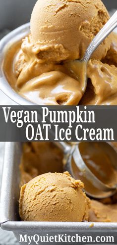 vegan pumpkin oat ice cream in a metal pan