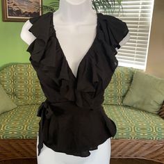 Nwot Beautiful Black Wrap Top Size Xs Sofia Vergara Fitted Black Blouse For Summer, Alt Crochet, Black Wrap Top, Wrap Shirt, Black Wrap, Sofia Vergara, Teen Fashion Outfits, Wrap Top, Teen Fashion