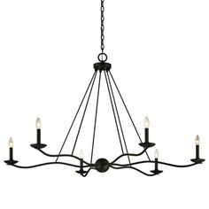 a chandelier with six lights hanging from it's center and four arms