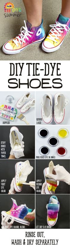 the instructions for diy tie dye shoes