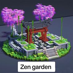 an image of a small garden with trees and flowers in the background, as well as text that reads zen garden