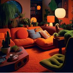 a living room filled with lots of furniture and plants