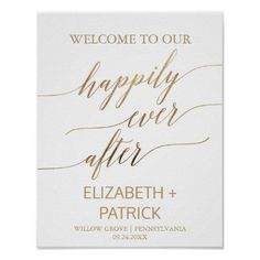 Elegant Gold Calligraphy Happily Ever After Sign Editable Template Ever After Poster, After Poster, Happily Ever After Sign, Simple Wedding Reception, Wedding Reception Signage, Happily Ever After Wedding, Ever After Wedding, Reception Signage, Reception Sign