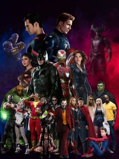 the avengers movie poster is shown with many different characters and their names in front of them