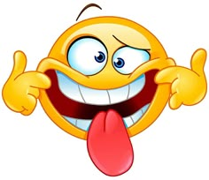 an emoticive smiley face making a thumbs up sign with his tongue sticking out