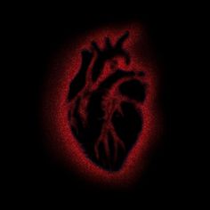 a red heart in the middle of a black background