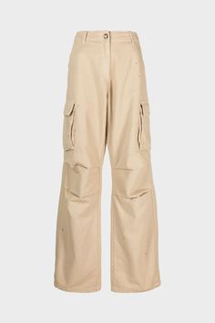 These beige cargo pants have a wide leg silhouette and have been fitted with an adjustable waistband, allowing you to wear them high on the waist or low slung for a more casual style. Fit runs true to size Made in Italy 100% Cotton Cheap Beige Cargo Pants With Multiple Pockets, Oversized High Rise Cargo Pants, Cheap High Waist Beige Cargo Jeans, Affordable Beige Cargo Pants With Elastic Waistband, Casual Beige Cheap Cargo Jeans, Cheap Beige Parachute Pants With Cargo Pockets, Cheap Beige Cargo Parachute Pants, Cheap Beige Cargo Pants For Fall, Cheap Beige Parachute Pants With Pockets