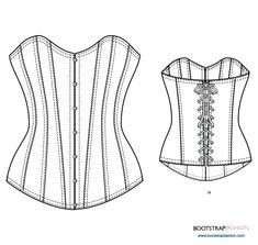 the front and back view of a corset