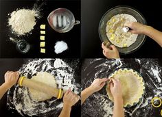 the process of making pie dough is shown here