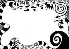 a black and white drawing of halloween decorations