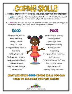 a poster describing coping skills for kids