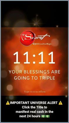 an advertisement with the message 11 11 your blessing is going to triple on it