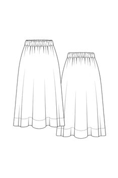 the front and back view of a women's skirt with pleaed hems