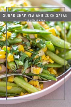 sugar snap pea and corn salad in a bowl