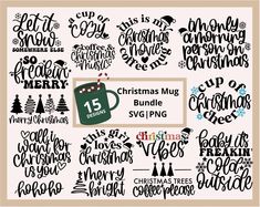 christmas mug svg bundle for cricut, silhouettes and other cutting machines