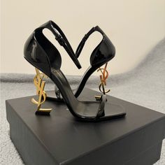 New Practically Brand New. Luxury Heels With Logo, Saint Laurent Women Shoes, Heels For New Years Eve, Black Ysl Shoes, Saint Loran Shoes, Christian Luibuiton Shoes, Shoe Closet Heels, Yves Saint Laurent Wedding Shoes, Louis Vuitton High Heels Black