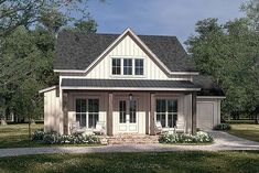 Small House With Garage Plans, Board And Batten Exterior, Cottage Plans, Cottage Style House Plans, Lake Cabin