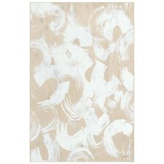 a beige and white rug with an abstract design