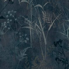 an image of some plants on a wall with blue and grey colors in the background