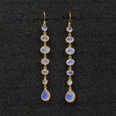 Moonstone Drop Dangle Earring,Chalcedony Gold Plated Earring,Elegant Lapis Long Earrings,Bridal Gift,Elegant Party wear Earring handmade in Solid 925 Sterling Silver . Beautiful Gemstone jewelry for Party Wear. light weight and elegant Ear jewelry for Wedding or Bridal Shower. Anniversary Gift Earrings. SKU- ME1281 Style - Earring  Gemstone - Moonstone, Lapis ,Chalcedony  Metal - 92.5 % Solid Sterling Silver Length- 6.5Cm Weight:-3.9g Approx  Stone size -4x4,5x5mm,6x8mm,8x10mm,5x7mm  Stone Shape Whimsical Wedding Jewelry, Earrings Gemstone, Moonstone Earrings Dangle, Sterling Silver Dangle Jewelry For Celebrations, Wedding Multi-stone Dangle Jewelry, Dangle Gemstone Jewelry For Celebration, Gemstone Dangle Jewelry For Celebrations, Moonstone Dangle Jewelry For Anniversary, Celebration Dangle Jewelry With Gemstones