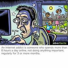 an internet ad is someone who sends more than 6 hours a day online, not doing anything important regularly for 3 or more months