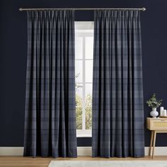 Timeless in both colour and design, our Heritage Plaid Blue curtains are a design that will stand the test of time. Featuring deep blue tones, this traditional design will easily fit with any colour scheme. These curtains can be made to measure to your exact specifications so it's never been easier to refresh your windows! Blue Plaid Curtains, Scottish Bedroom, Tartan Curtains, Brown Leather Furniture, Navy Curtains, Grey Blackout Curtains, Neutral Curtains, Living Room Types, Plaid Curtains