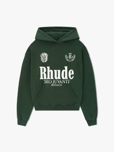 Luxury Branded Sweatshirt For Streetwear, Rhude T Shirt, Luxury Streetwear Hoodie With Logo Detail, Rhude Sweatpants, Hoodie Rhude, Hoodie Design Ideas, Heavyweight Hoodie, H U, Shirt Design Inspiration