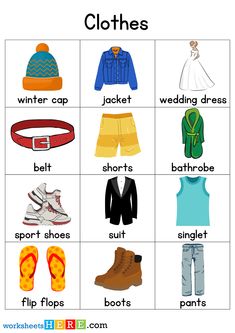 clothes and shoes worksheet for kids to learn the english word in their own language