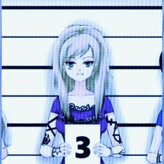 an anime character holding a sign with the number three on it