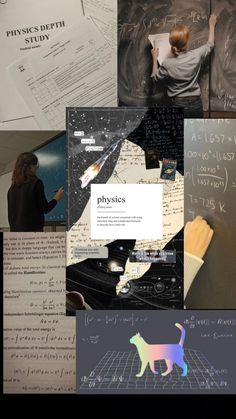 a collage of photos with different types of writing on them, including text and pictures