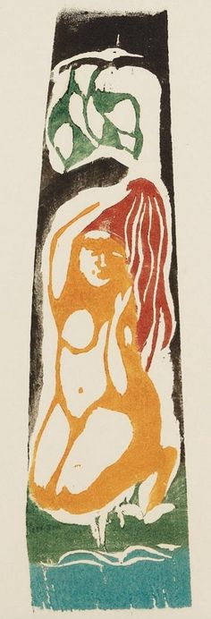 a drawing of a naked woman sitting in front of a bottle with flowers on it