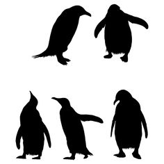 four penguins silhouetted against a white background