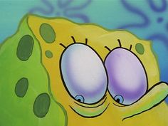 an image of a cartoon spongebob with two eyes on it's face