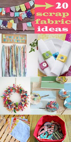 the collage shows many different crafts and crafting items, including napkins, paper plates