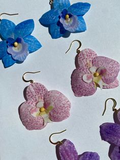 Beautiful dangle earrings handmade from fabric orchid flowers. Handmade Orchid Earrings, Fabric Orchid, Orchid Earrings, Craft Crochet, Orchid Flowers, Orchid Flower, Earrings Handmade, Jewelry Earrings Dangle, Orchids