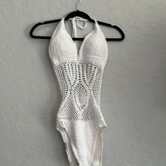 White Crochet 1piece Bathing Suit Size S/M. New With Tags! Great For Swim, Lounging, And Festivals!! Swim Crochet, Crochet Swim, One Shoulder Swimsuit, White One Piece, Red Swimsuit, Black One Piece, White Crochet, Bathing Suit, Womens Swim