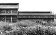 black and white photograph of an old wooden building